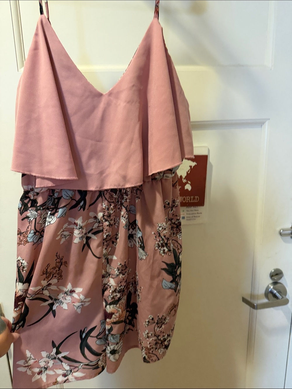 Source Unknown Pink Floral Backless Dress